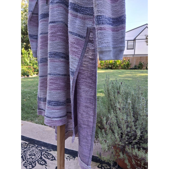 Free People Beach Baby V-neck Hooded Pullover Side Slits Dress Tunic Hoodie L - Picture 6 of 13